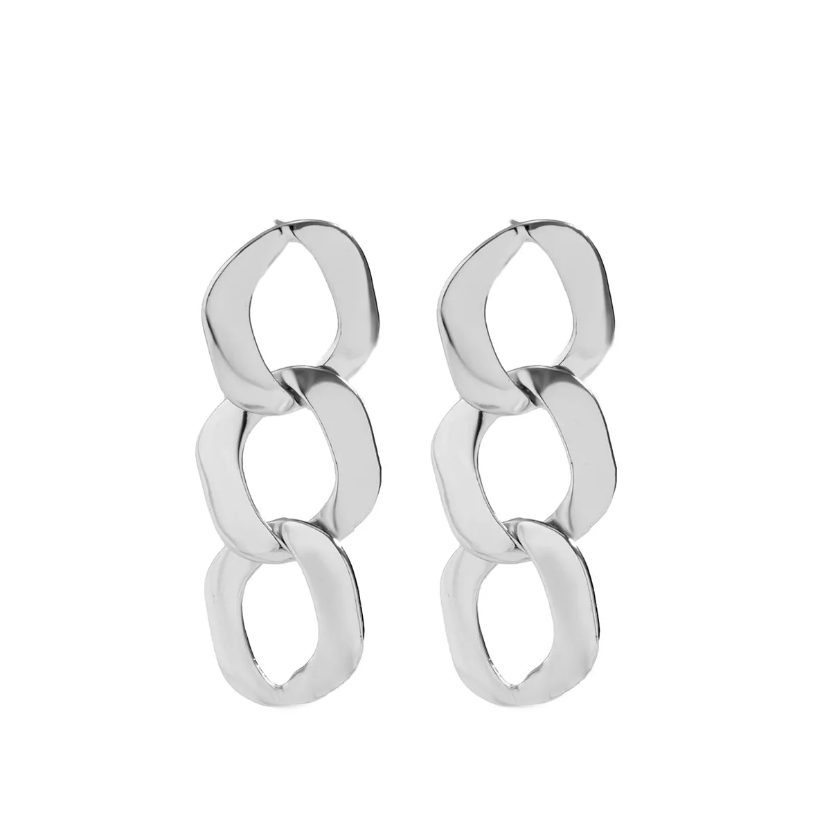 Silver-Plated Curb-Chain Drop Earrings