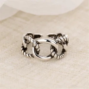 Silver-Plated Figaro Chain Open Band
