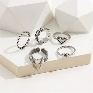 Silver-Plated Heart Ring Set