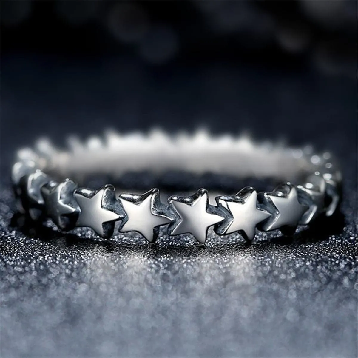 Silver-Plated Interlocking Star Band