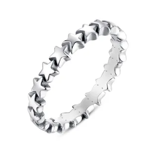 Silver-Plated Interlocking Star Band