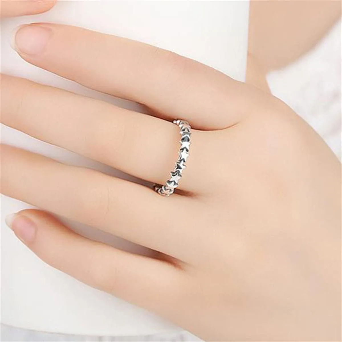 Silver-Plated Interlocking Star Band
