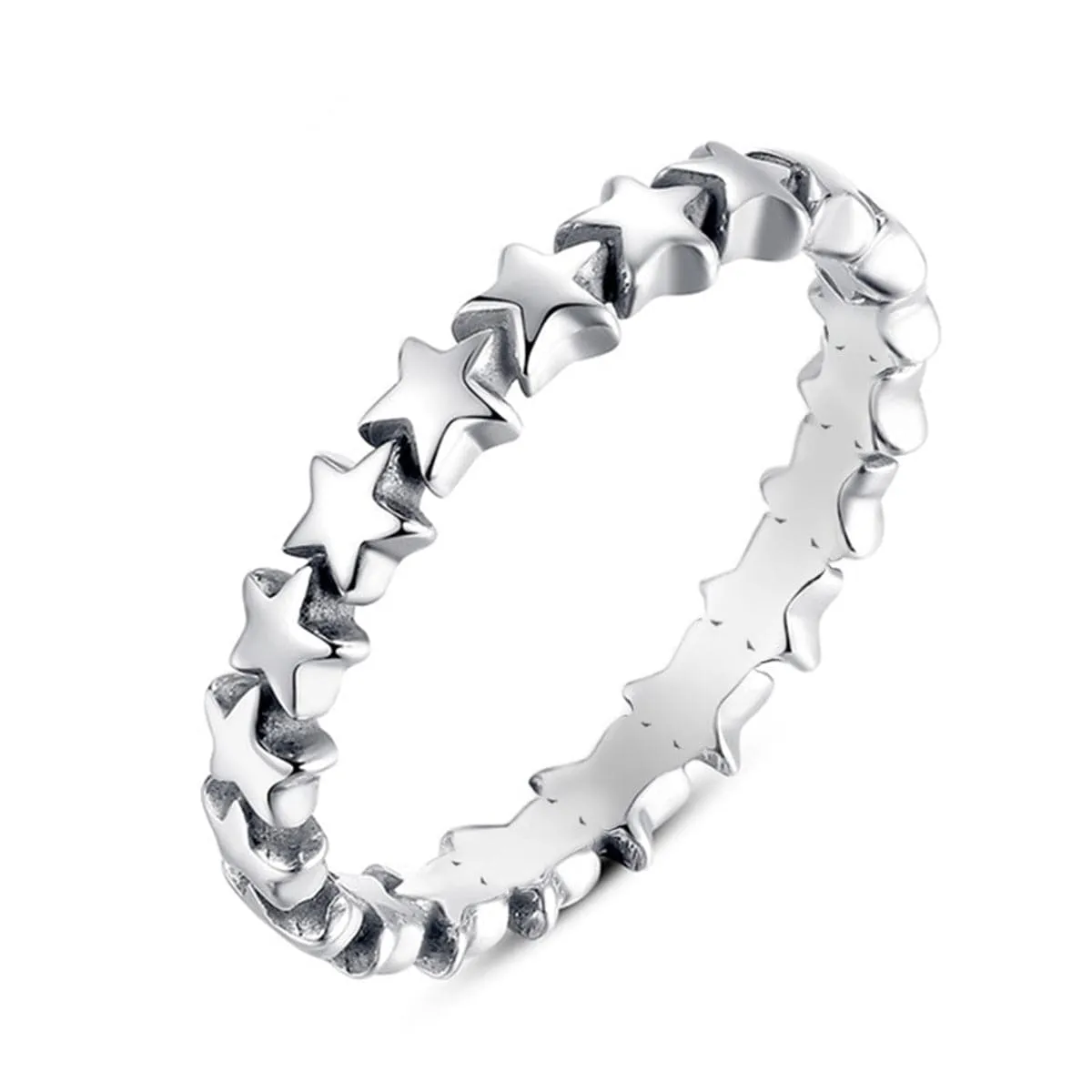 Silver-Plated Interlocking Star Band