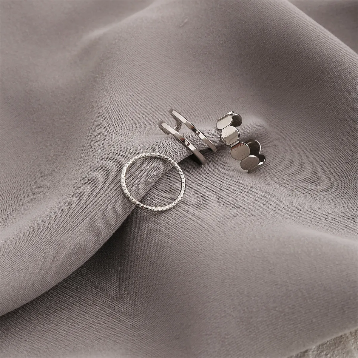 Silver-Plated Layered Open Ring Set
