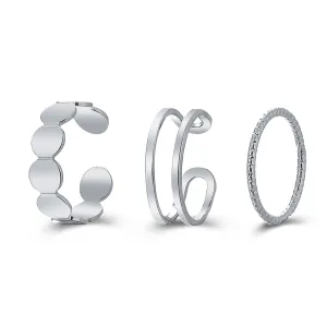 Silver-Plated Layered Open Ring Set