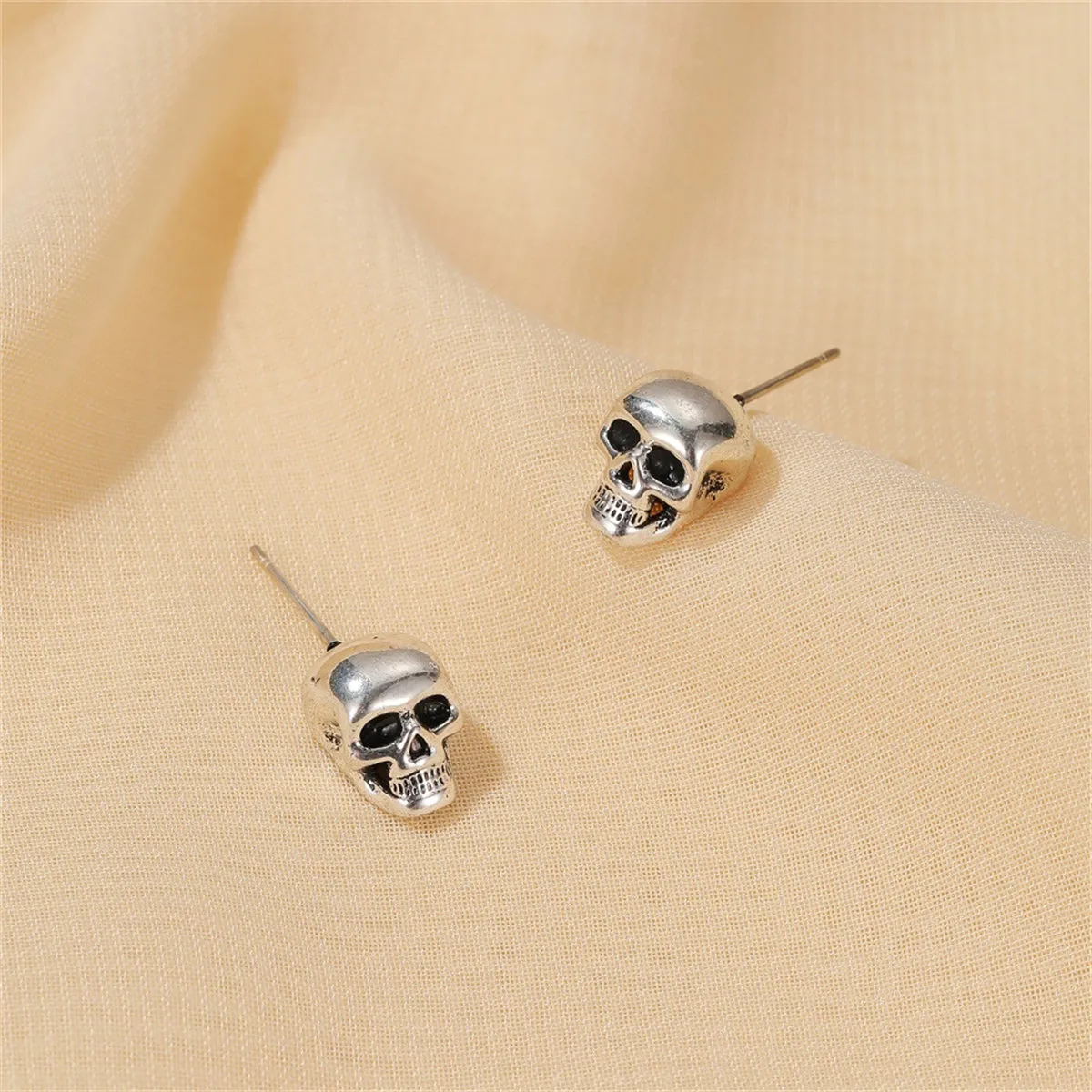 Silver-Plated Skull Stud Earrings