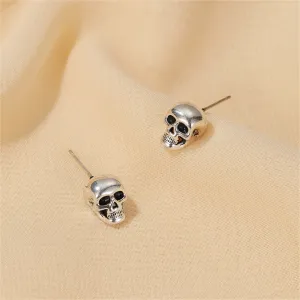 Silver-Plated Skull Stud Earrings