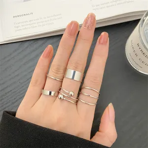 Silver-Plated Spiral & Band Ring Set