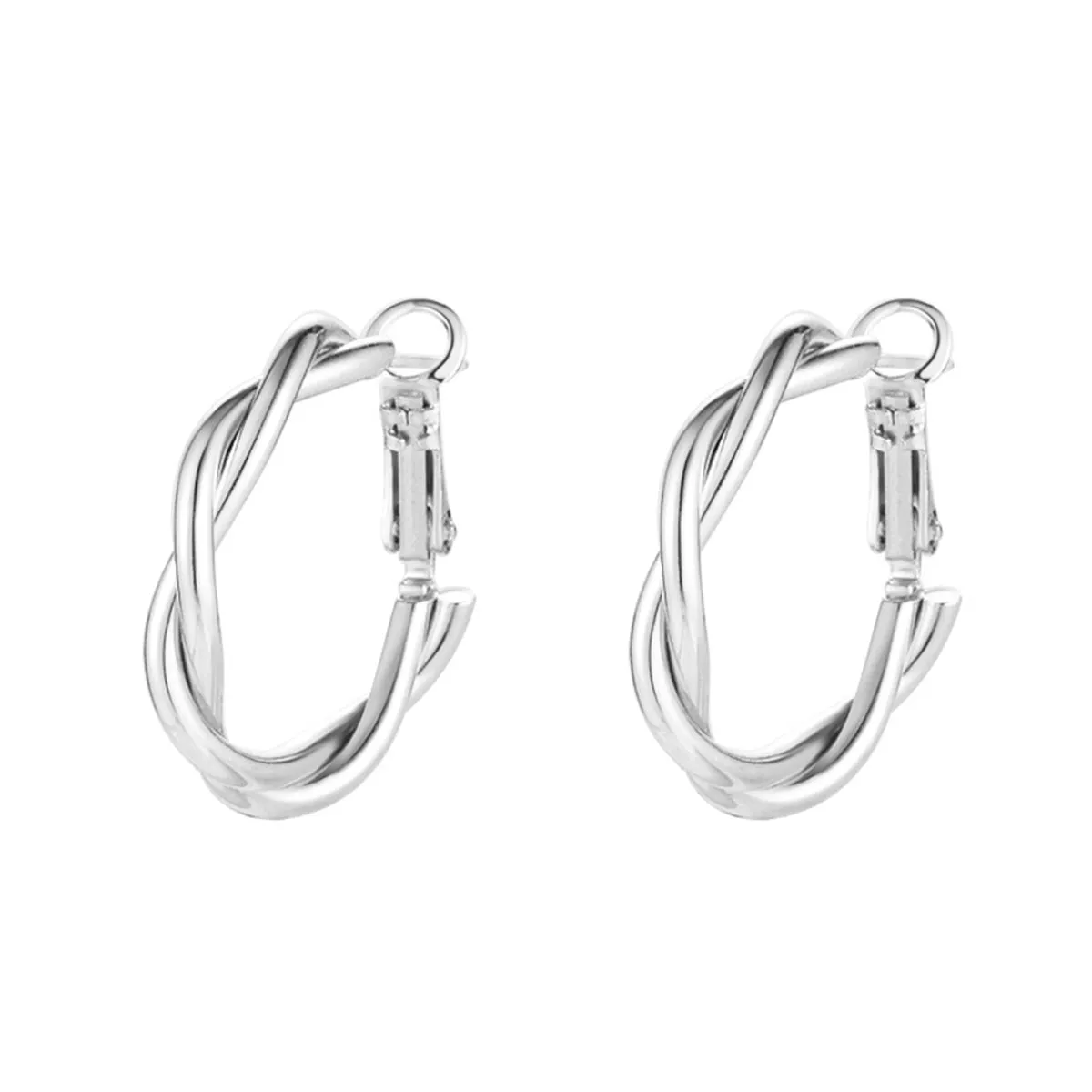 Silver-Plated Twine Hoop Earrings