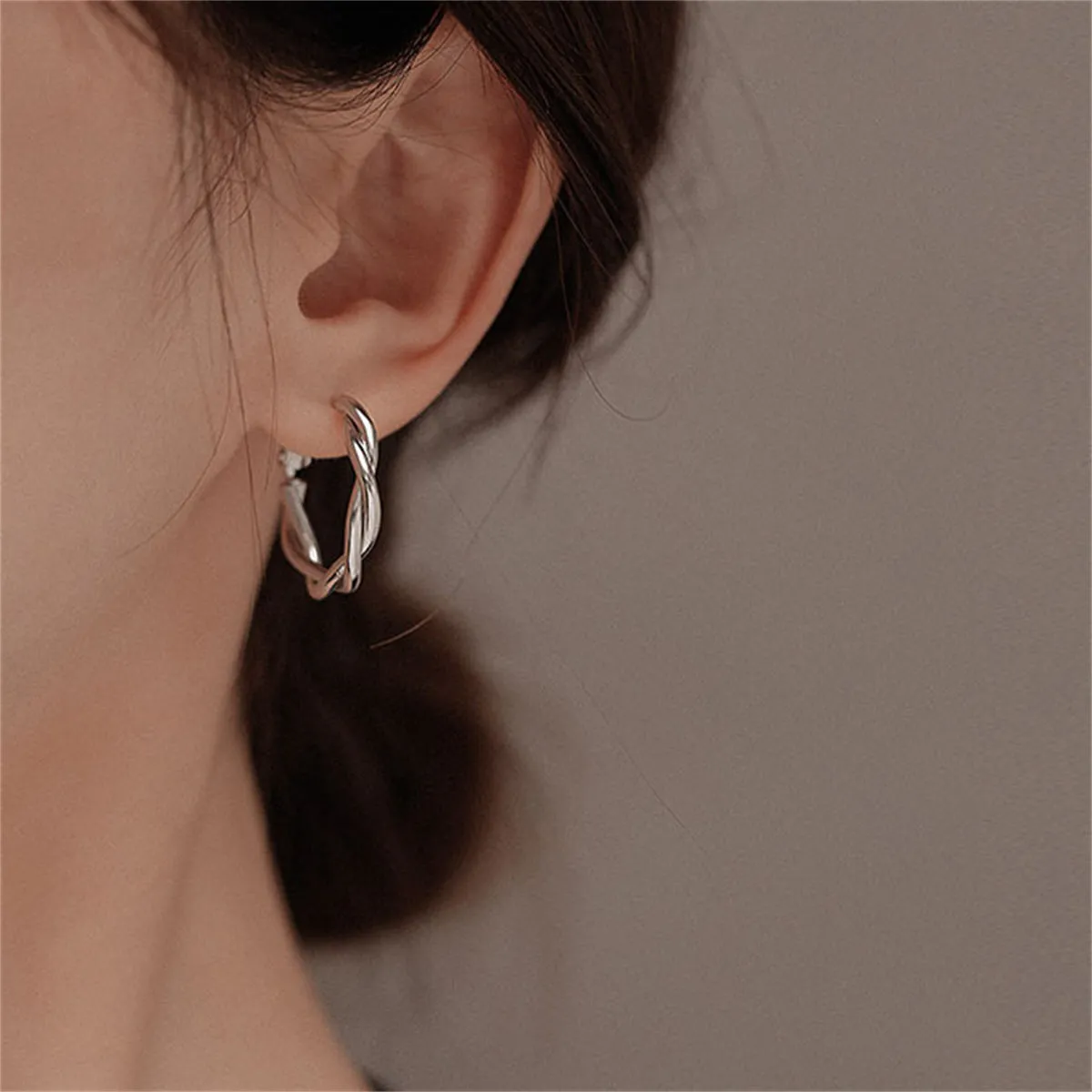 Silver-Plated Twine Hoop Earrings