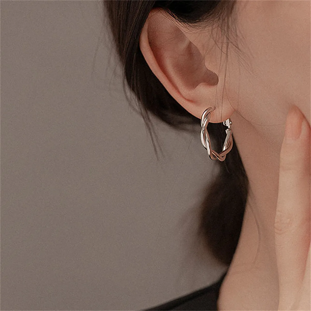 Silver-Plated Twine Hoop Earrings