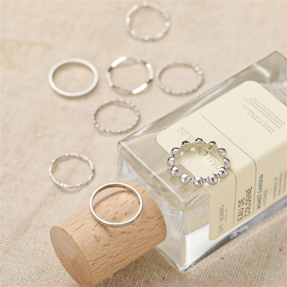 Silver-Plated Twine Ring Set