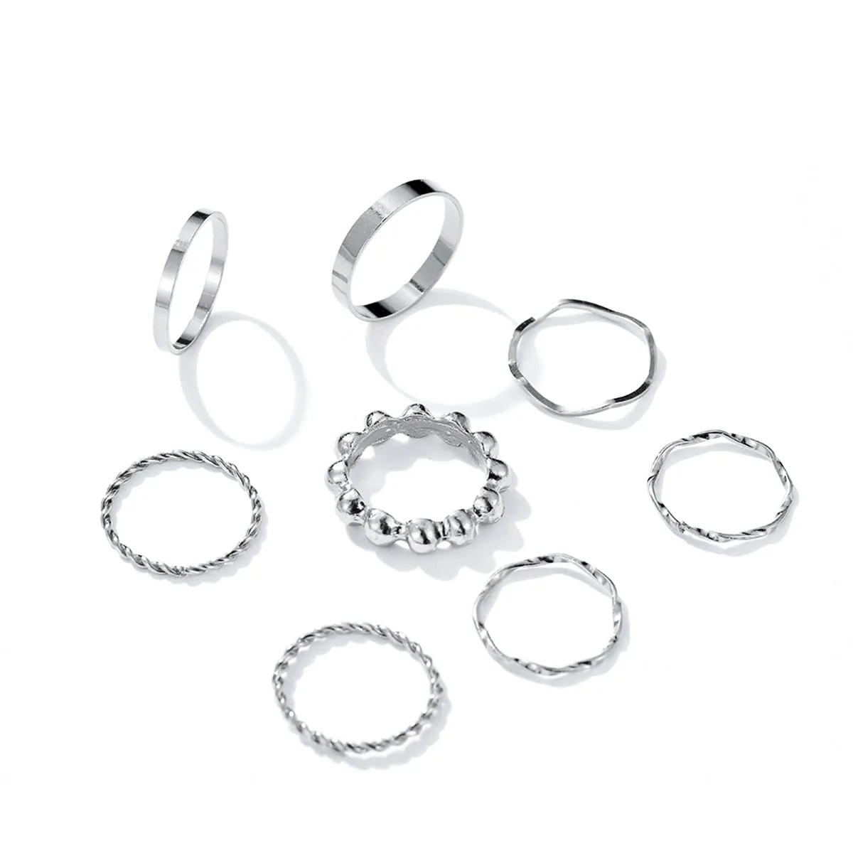 Silver-Plated Twine Ring Set