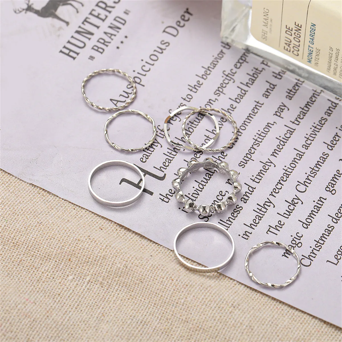 Silver-Plated Twine Ring Set