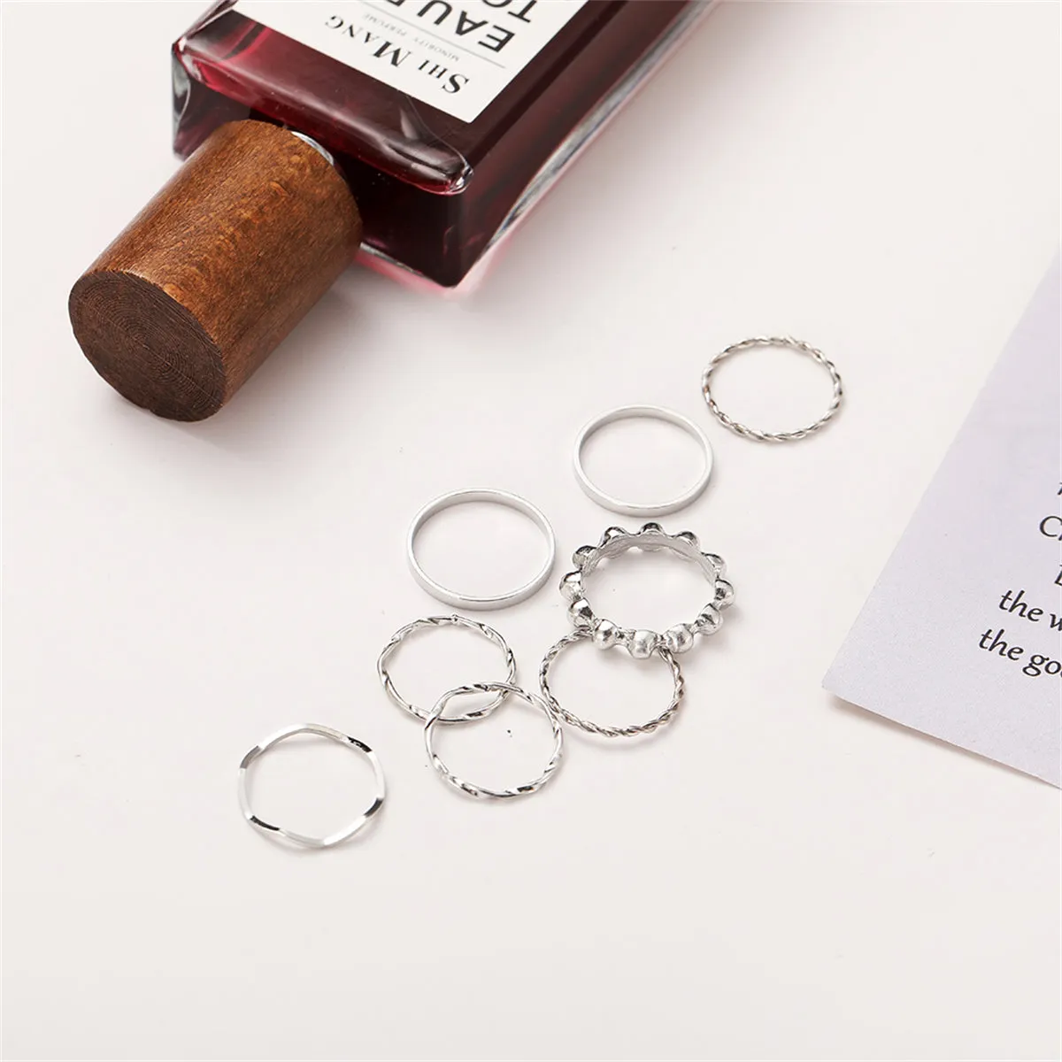 Silver-Plated Twine Ring Set