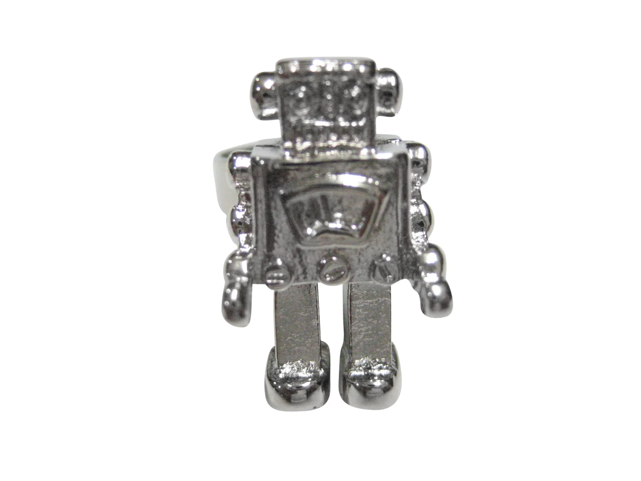 Silver Toned Retro Robot Adjustable Size Fashion Ring