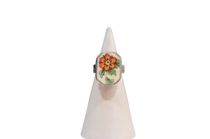 Size 8.5 Retro Floral Ring
