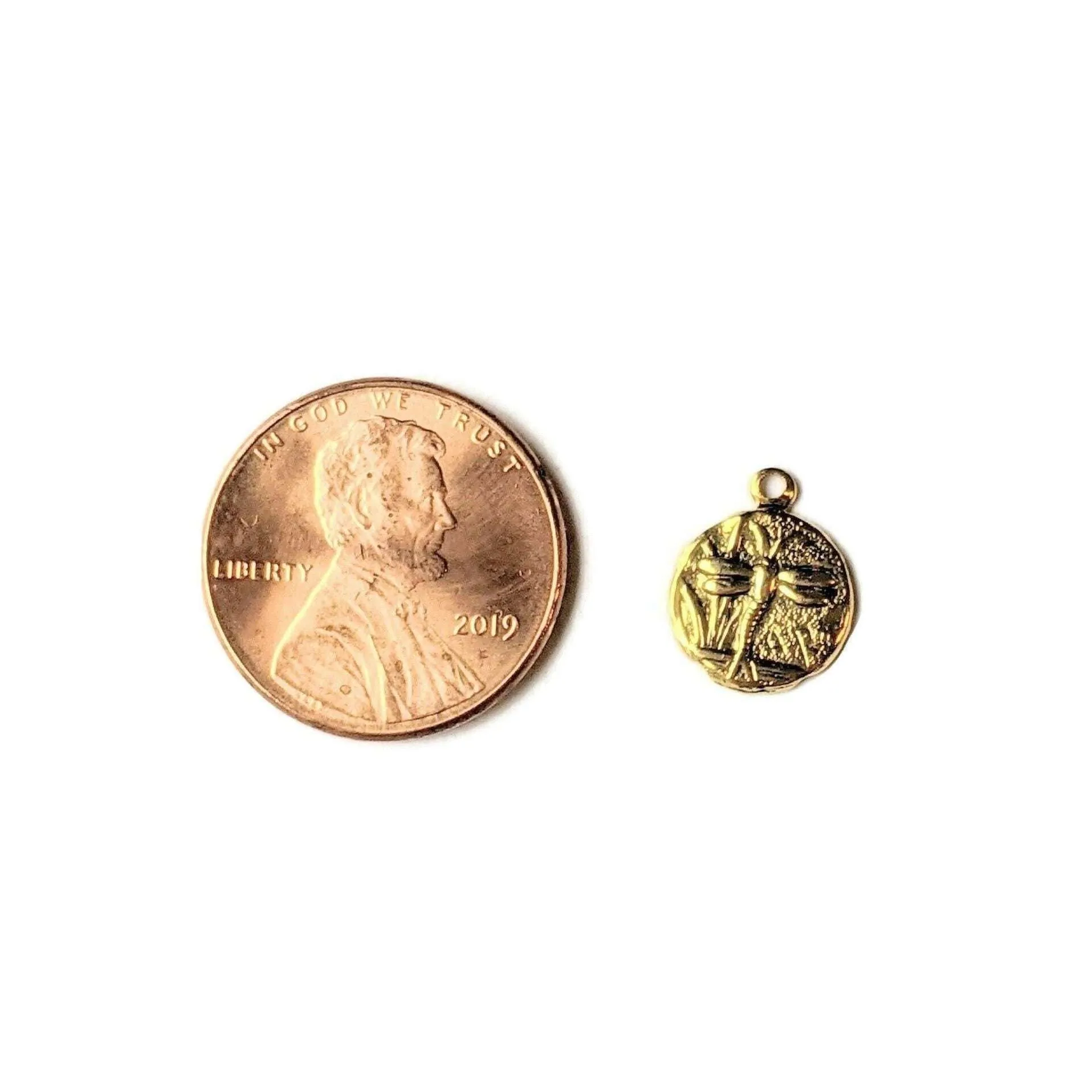 Small Gold Dragonfly Disc Charm