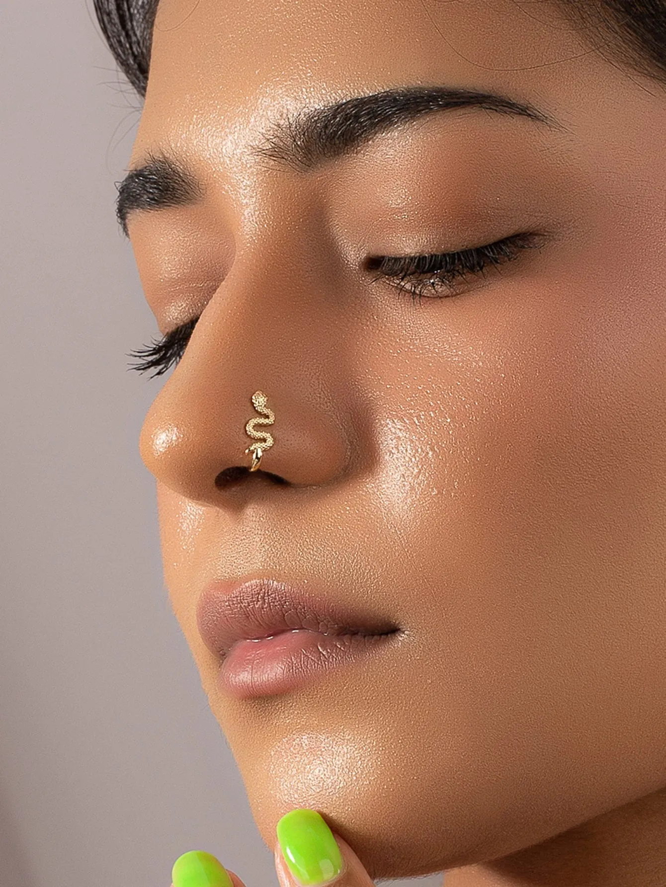Snake Decor Nose Cuff - Gold