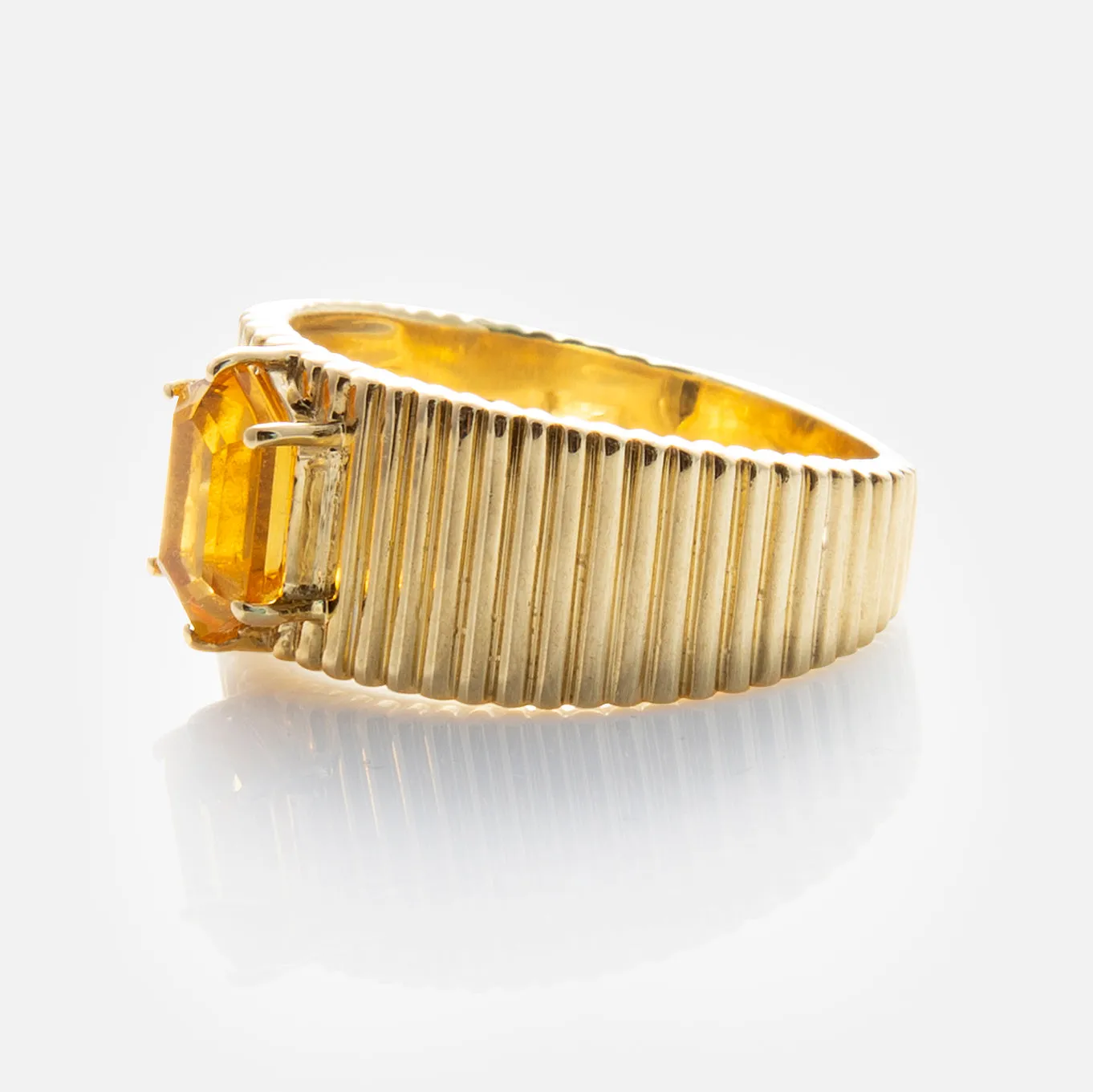Solid Gold Citrine Bold Fluted Cigar Band