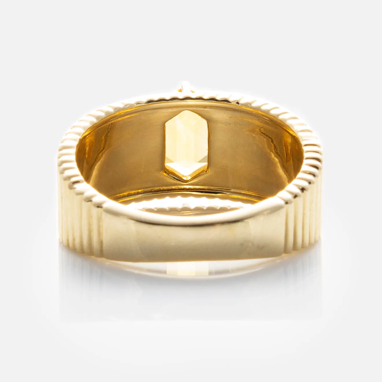 Solid Gold Citrine Bold Fluted Cigar Band