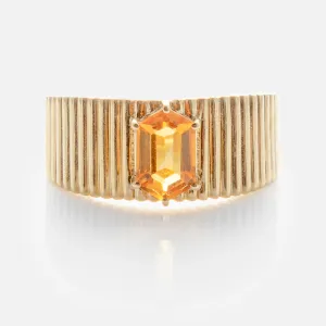 Solid Gold Citrine Bold Fluted Cigar Band