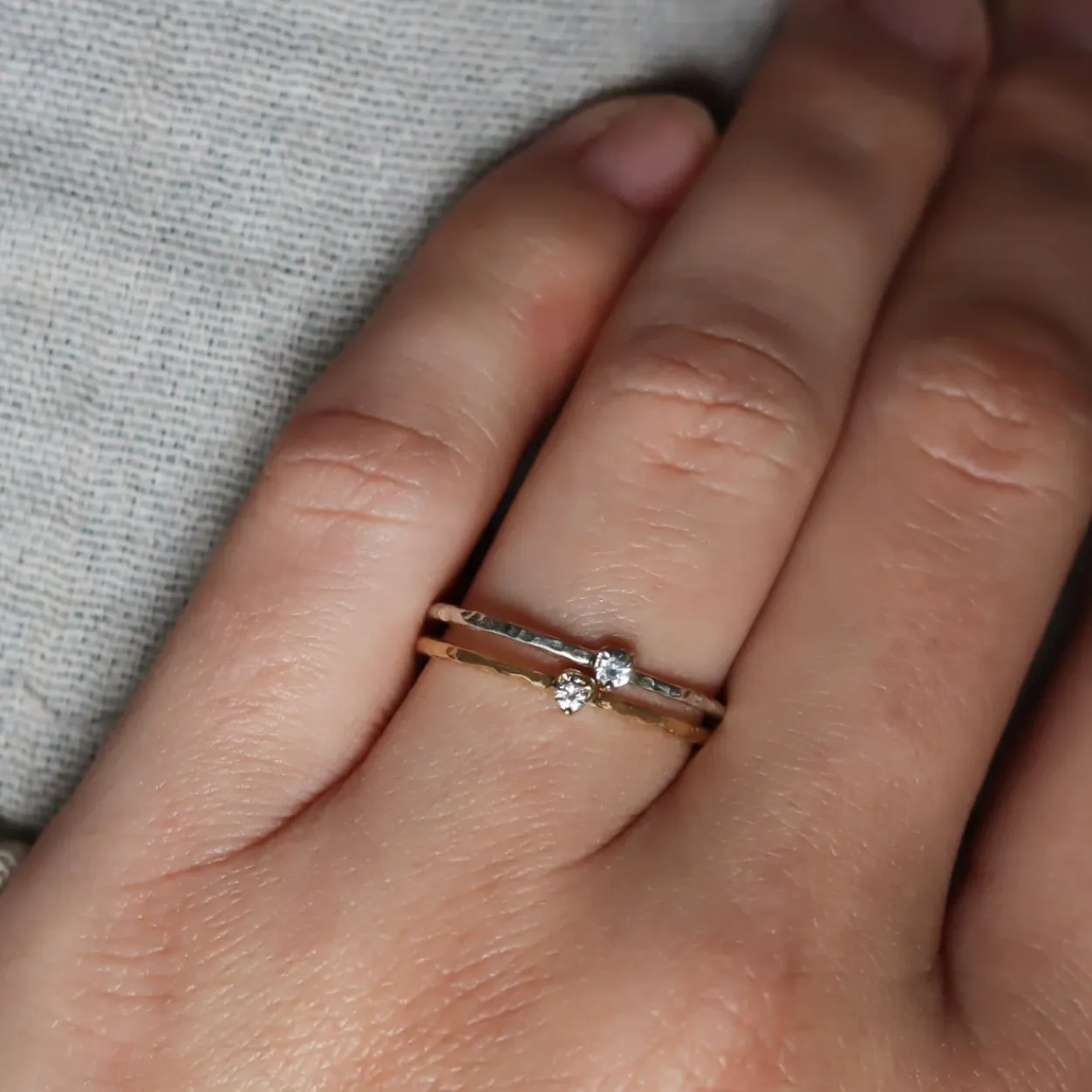 Solid Gold Dainty Birthstone Ring