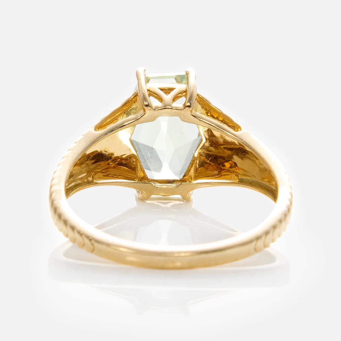 Solid Gold Green Amethyst Bold Chevron Ring
