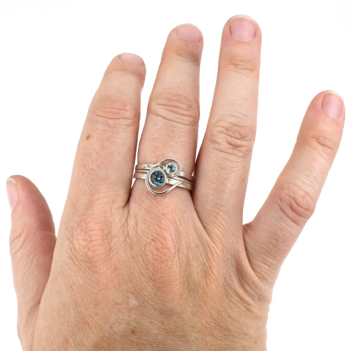 Spiral Ring with 5mm London Blue Topaz