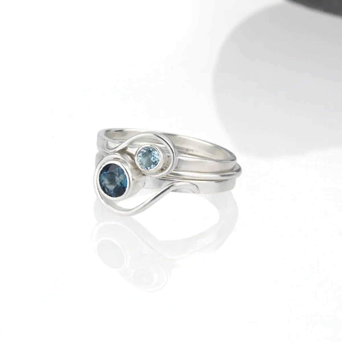 Spiral Ring with 5mm London Blue Topaz