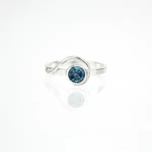 Spiral Ring with 5mm London Blue Topaz