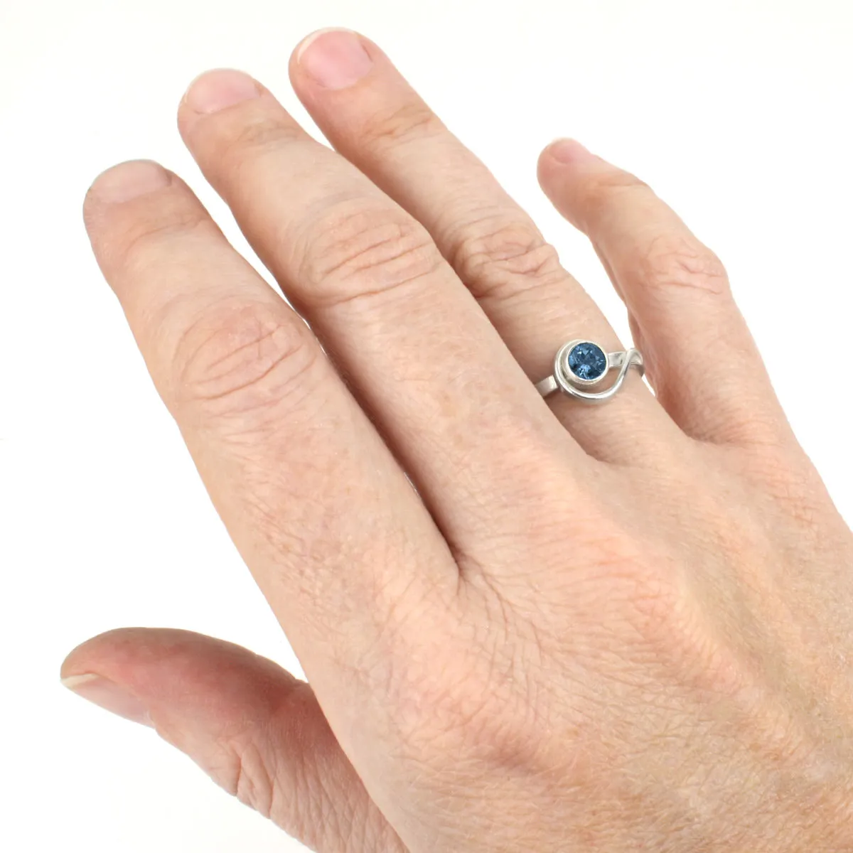 Spiral Ring with 5mm London Blue Topaz
