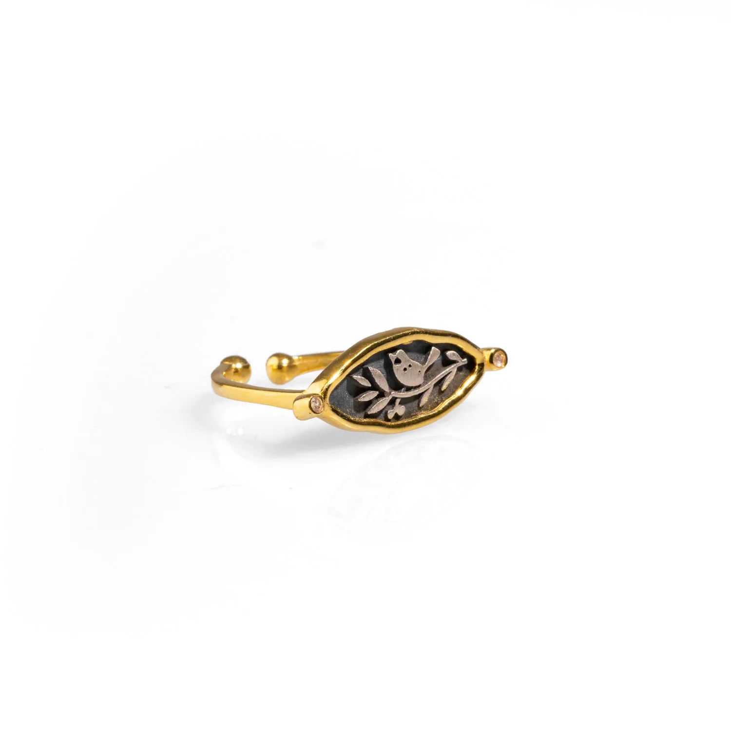Spiritual Bird Olive Leaf Adjustable Ring