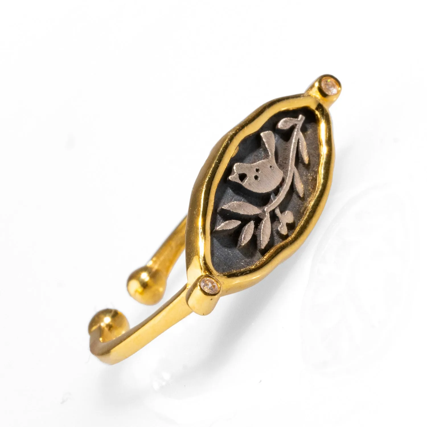Spiritual Bird Olive Leaf Adjustable Ring