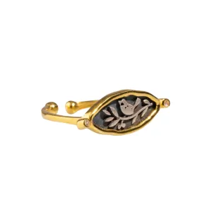 Spiritual Bird Olive Leaf Adjustable Ring