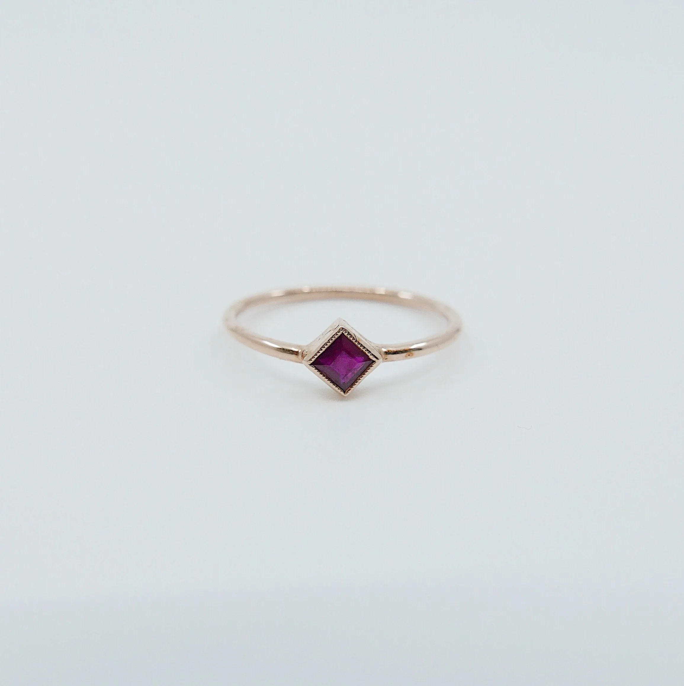 Square Bezel Ruby Ring