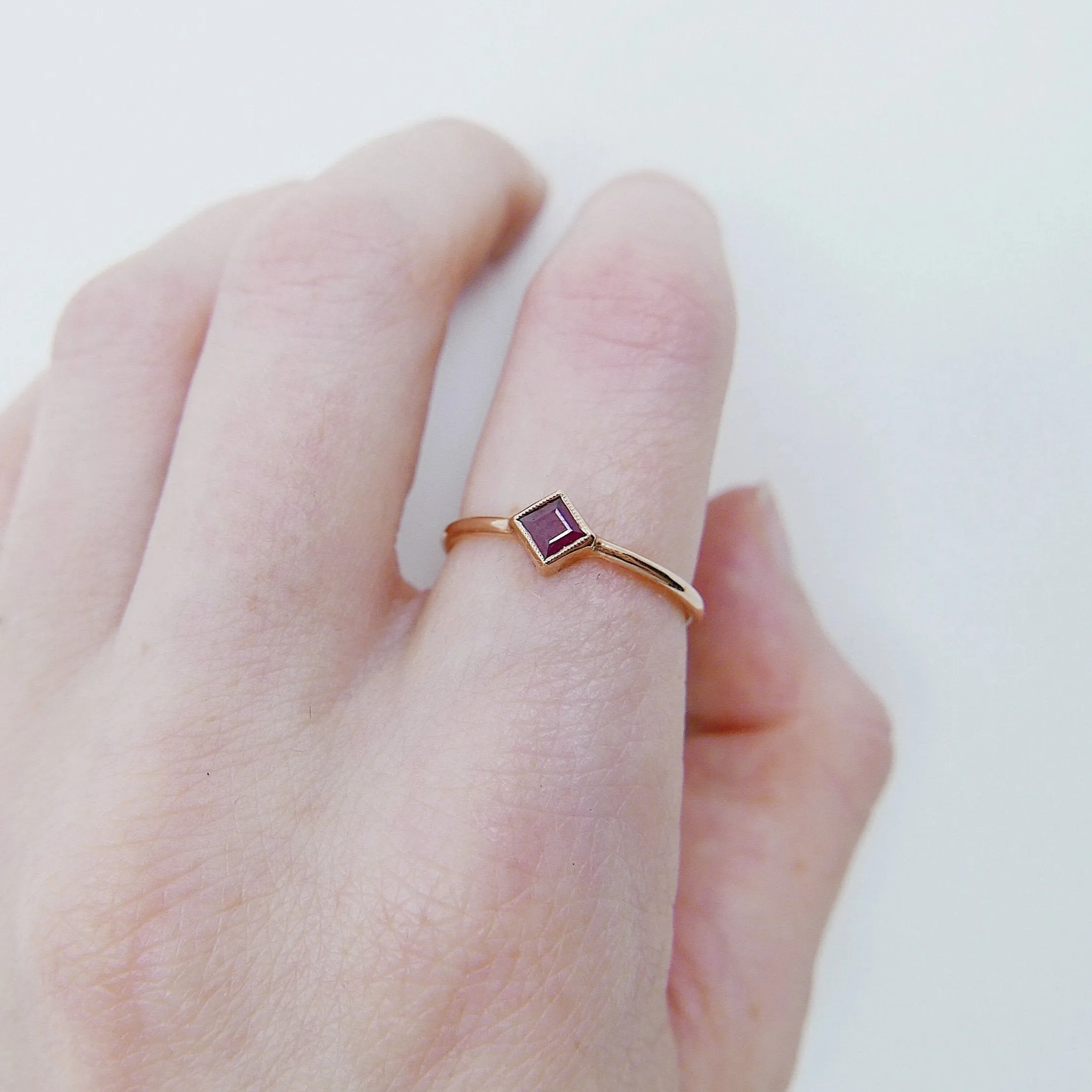 Square Bezel Ruby Ring