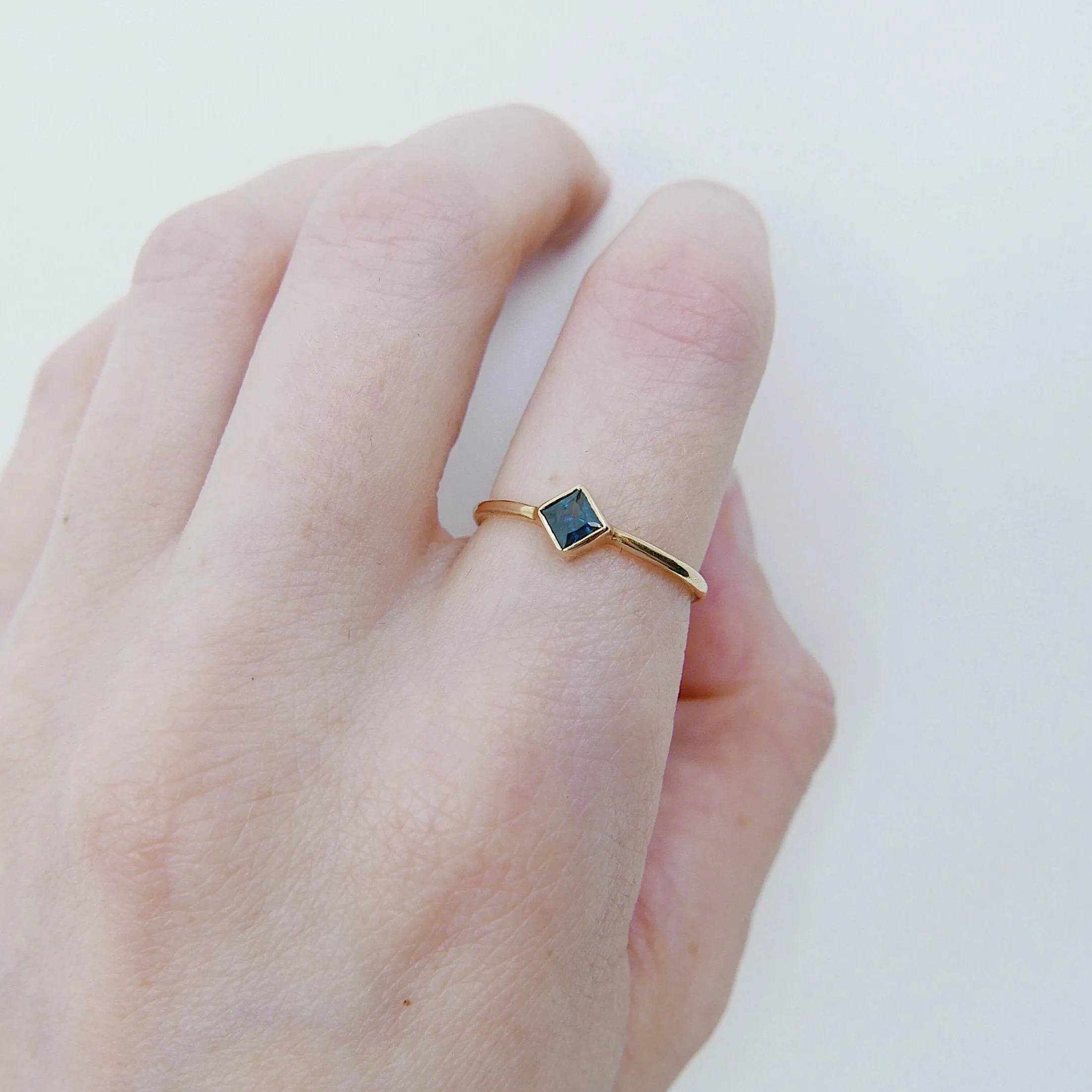 Square Bezel Sapphire Ring
