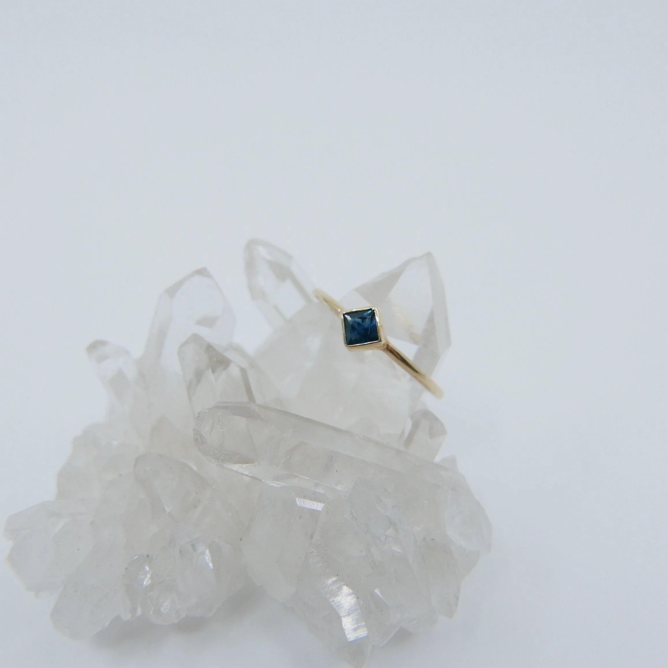 Square Bezel Sapphire Ring