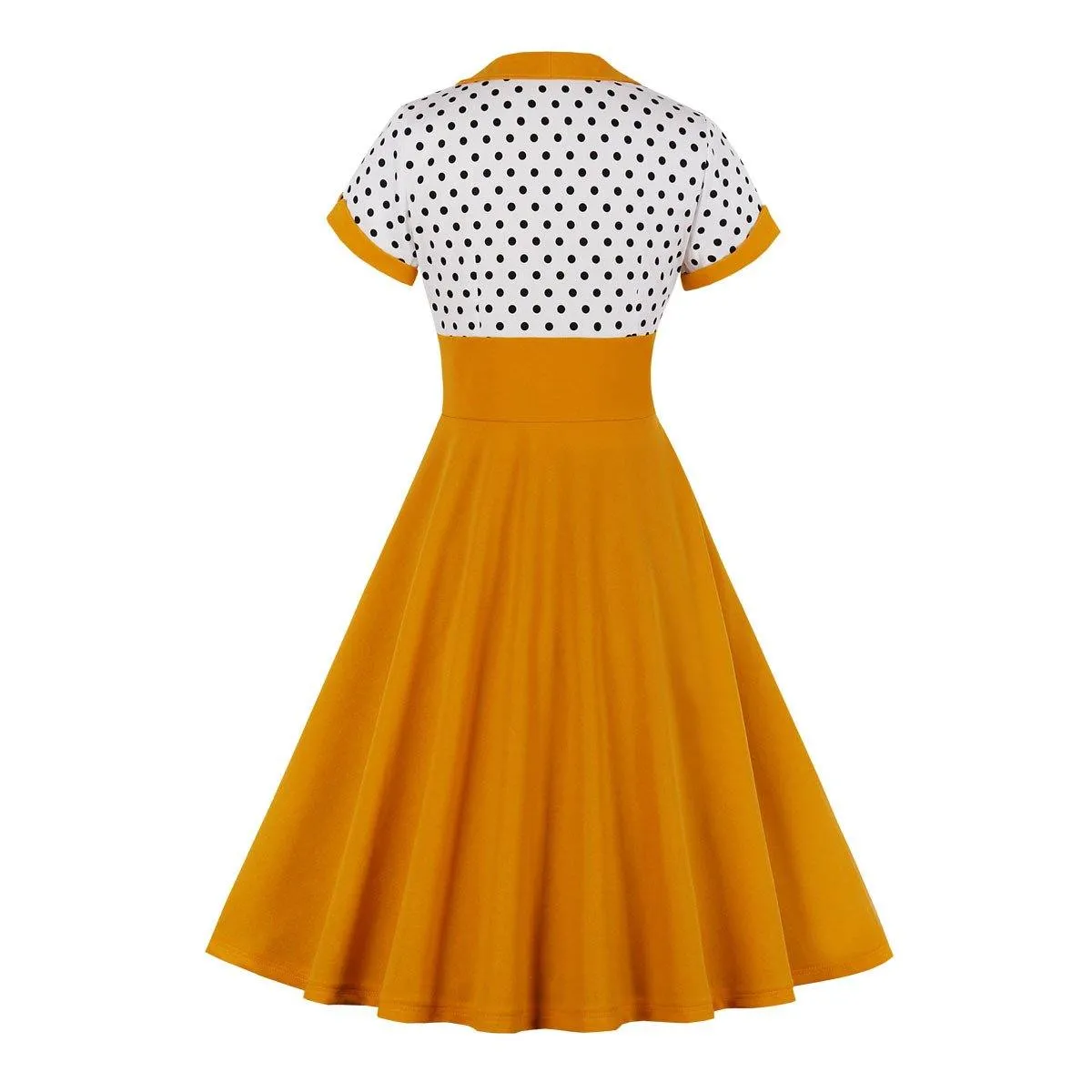 Square Neckline Dot Print Plus Size Retro Dresses