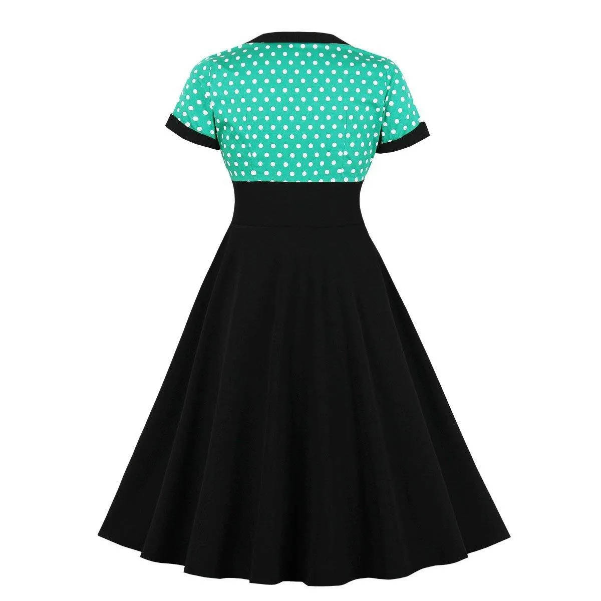 Square Neckline Dot Print Plus Size Retro Dresses