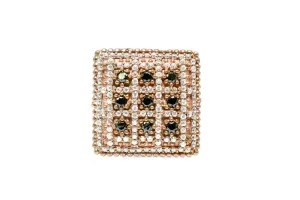 Square Silver Ring Set with Sapphire and White Stones