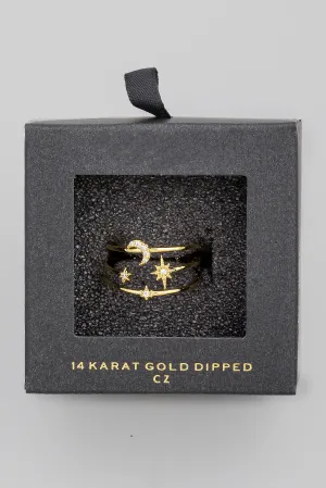 Starry Night 14K Gold Dipped Adjustable Ring