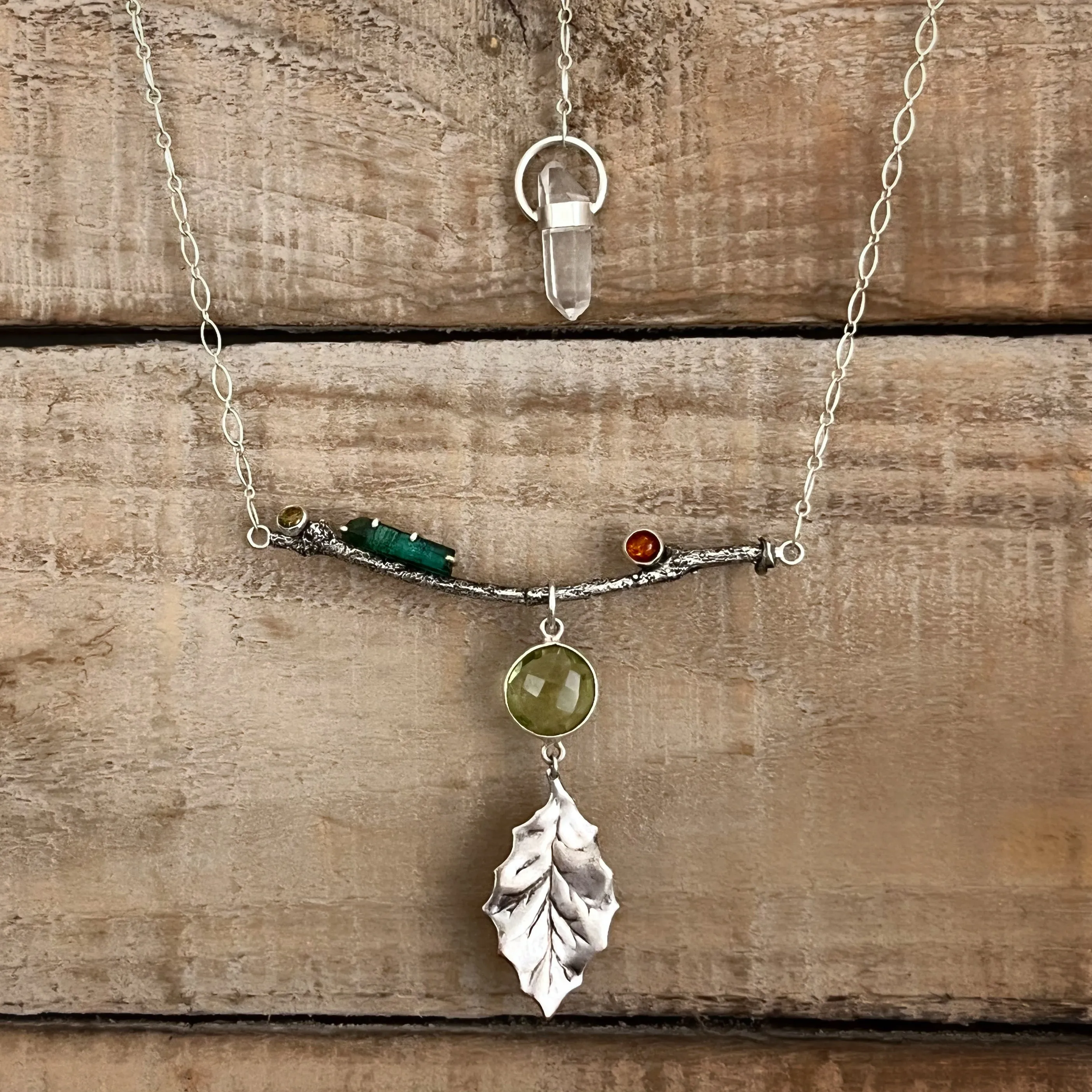 Statement nature necklace in silver