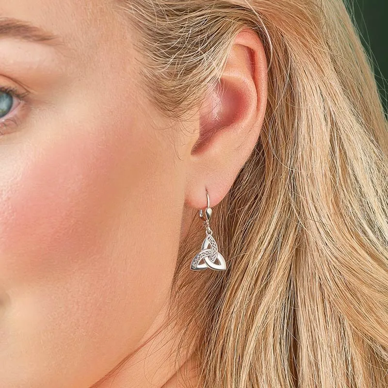 Sterling Silver Celtic Trinity Knot Drop Earrings S-S33270