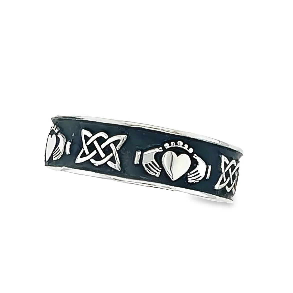 Sterling Silver Claddagh and Celtic Wedding Band - ANU3031