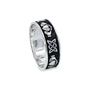 Sterling Silver Claddagh and Celtic Wedding Band - ANU3031