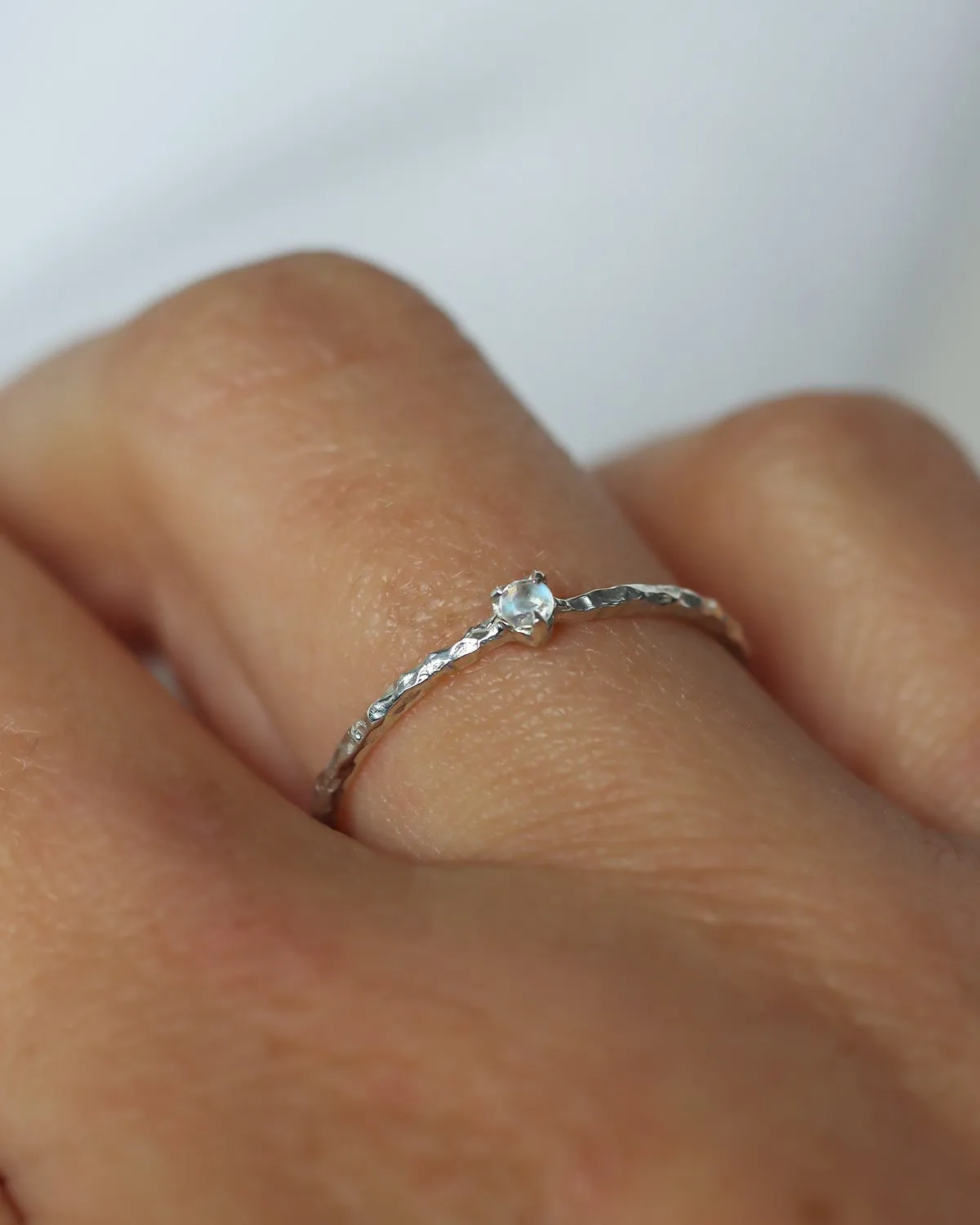 Sterling Silver Dainty Moonstone Ring