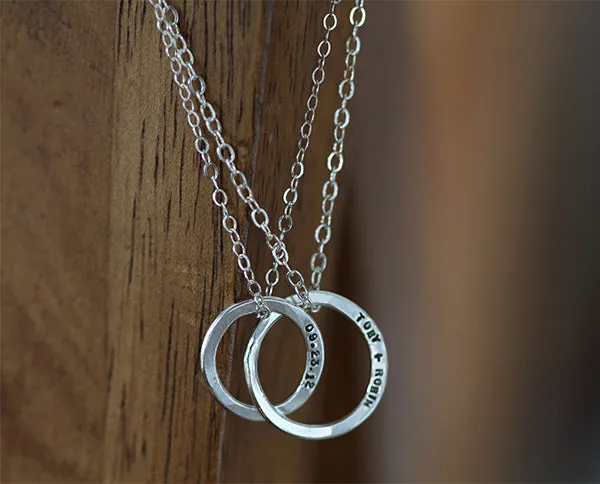 Sterling Silver Dainty Wedding Band Necklace  (S0338)