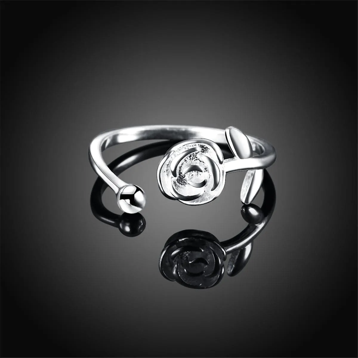 Sterling Silver Flower Adjustable Eternity Ring